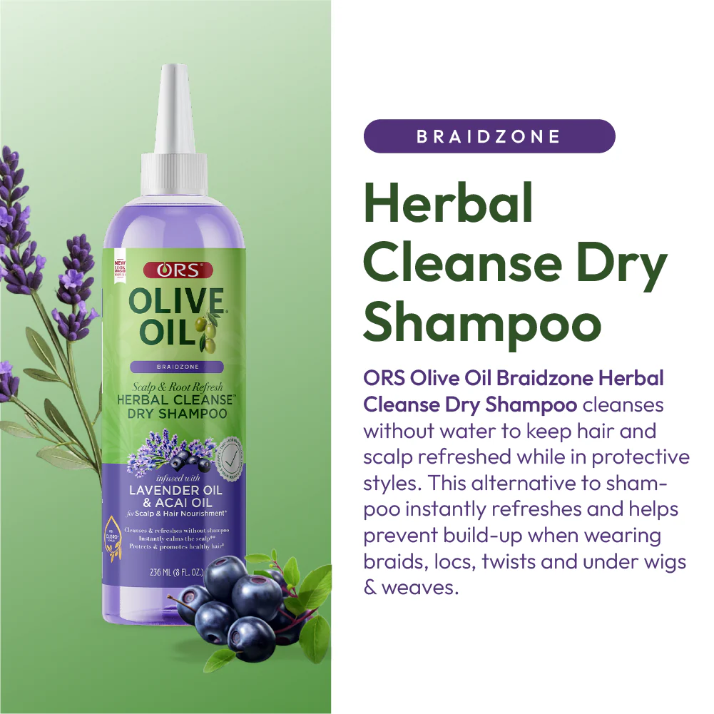 ORS Olive Oil Braidzone Herbal Cleanse Dry Shampoo for Scalp & Hair Nourishment (8.0 oz) - Image 5