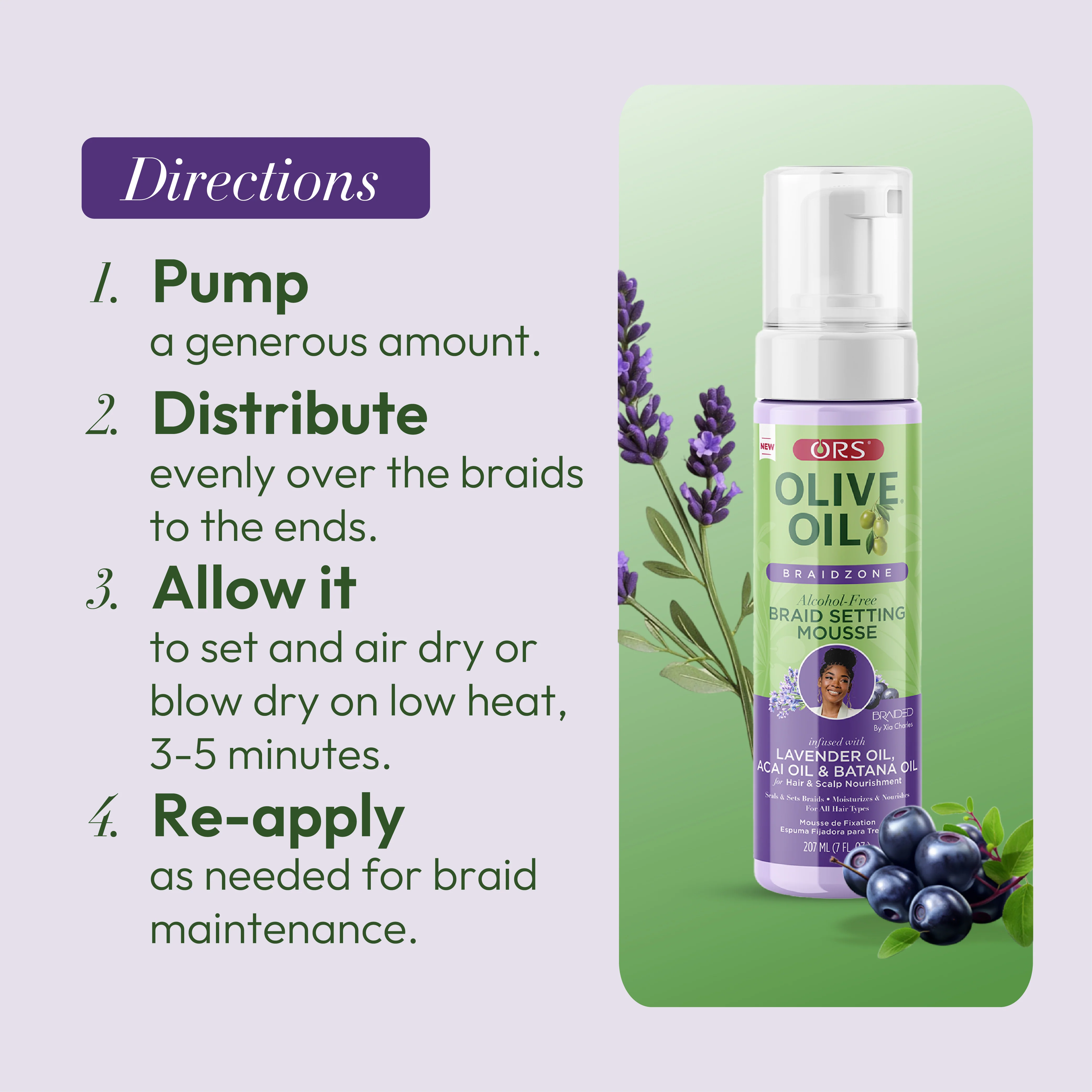 ORS Olive Oil Braidzone Braid Setting Mousse for Hair & Scalp Nourishment (7.0 oz) - Image 10