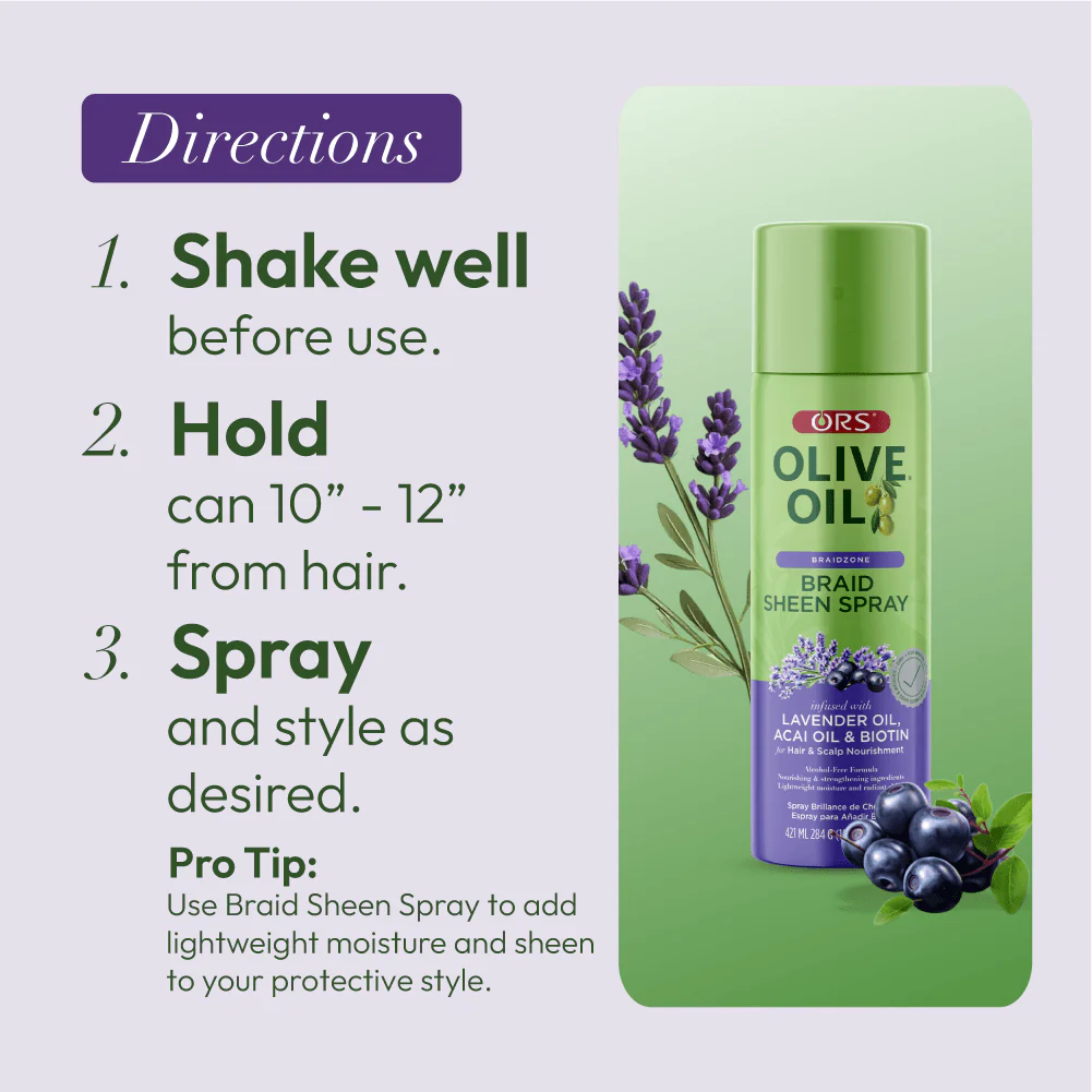 ORS Olive Oil Braidzone Braid Sheen Spray for Hair & Scalp Nourishment (10.0 OZ) - Image 10