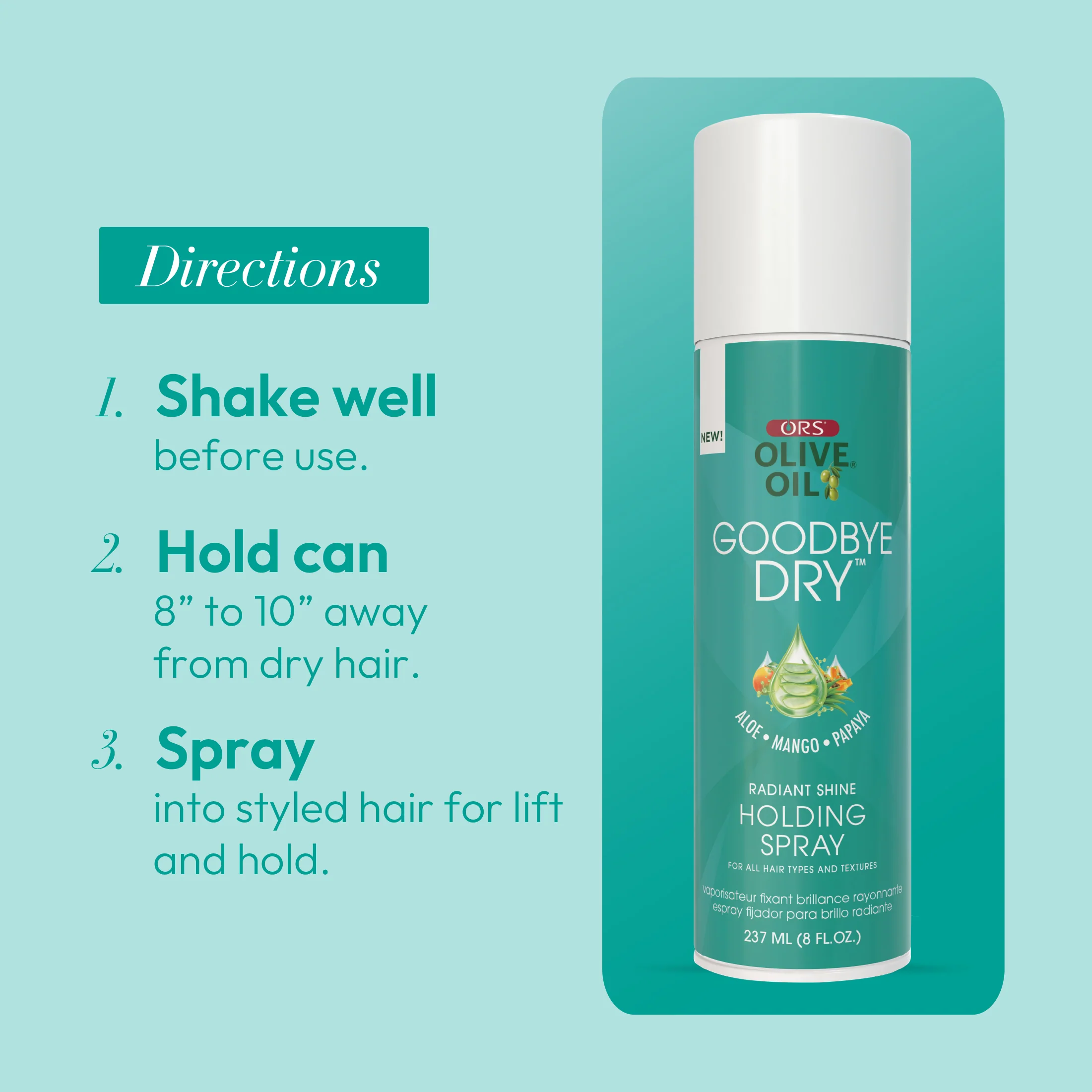 ORS Olive Oil Goodbye Dry Radiant Shine Holding Spray (8.0 oz) - Image 13