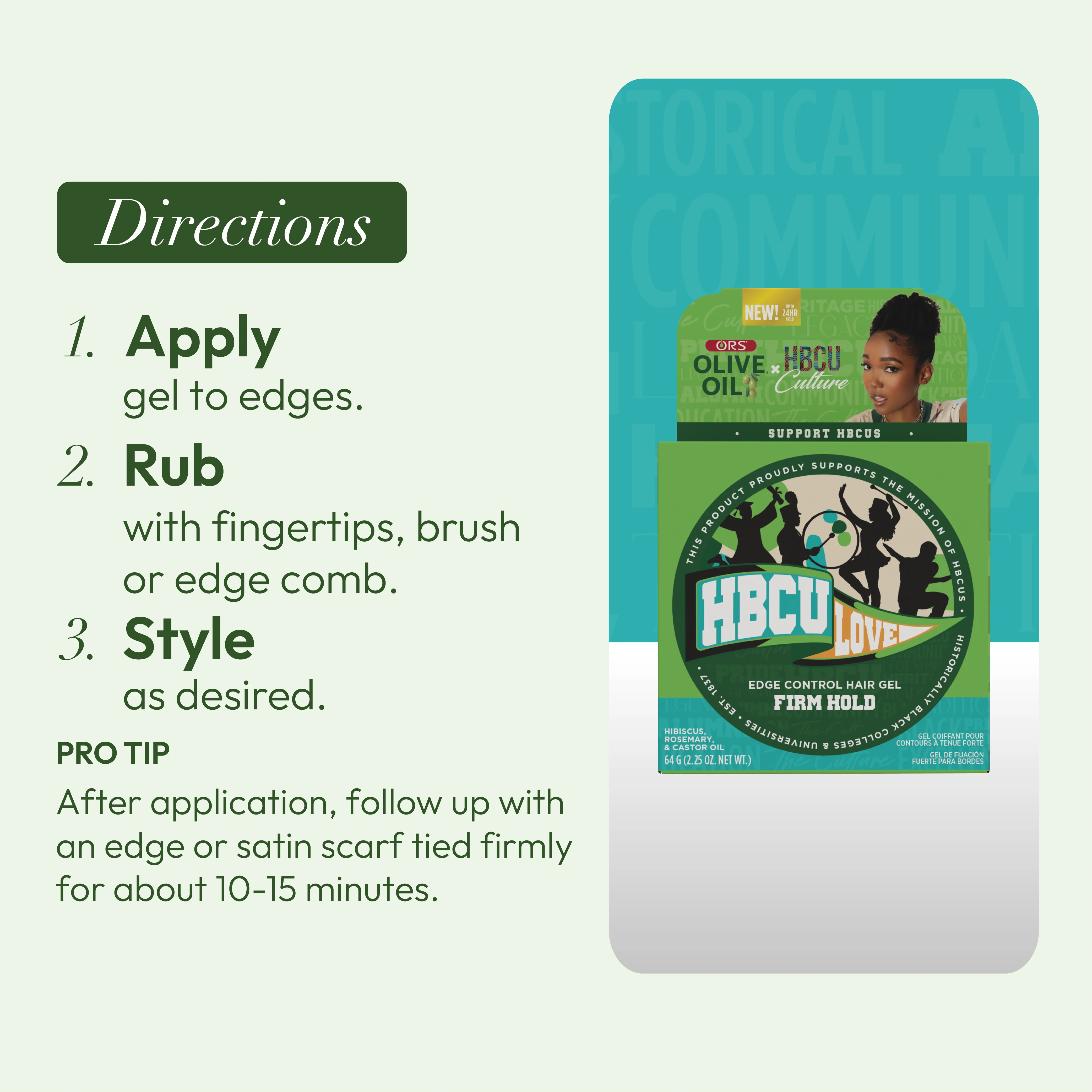 ORS HBCU Olive Oil Edge Control Hair Gel Firm Hold (2.2 oz) - Image 11