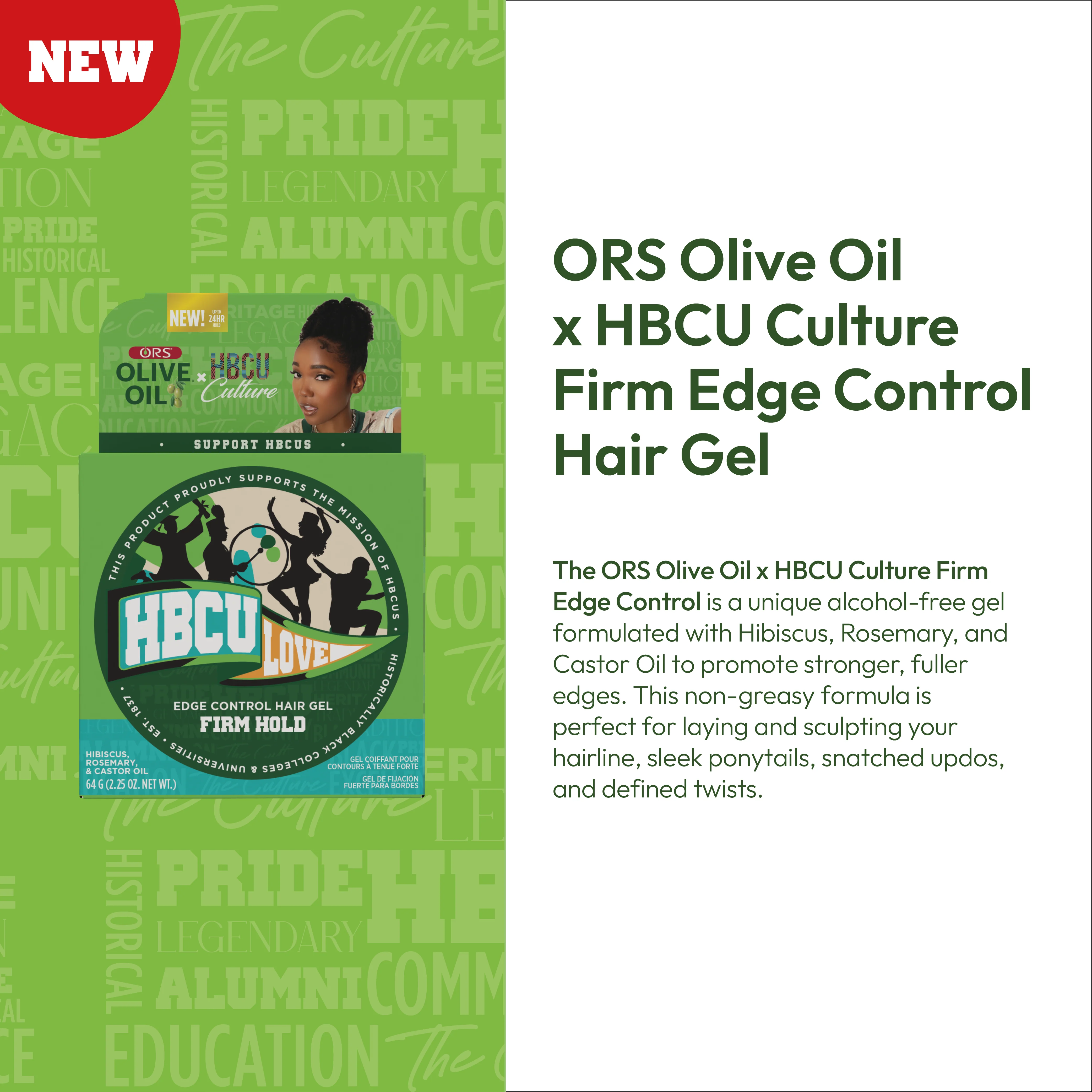 ORS HBCU Olive Oil Edge Control Hair Gel Firm Hold (2.2 oz) - Image 4