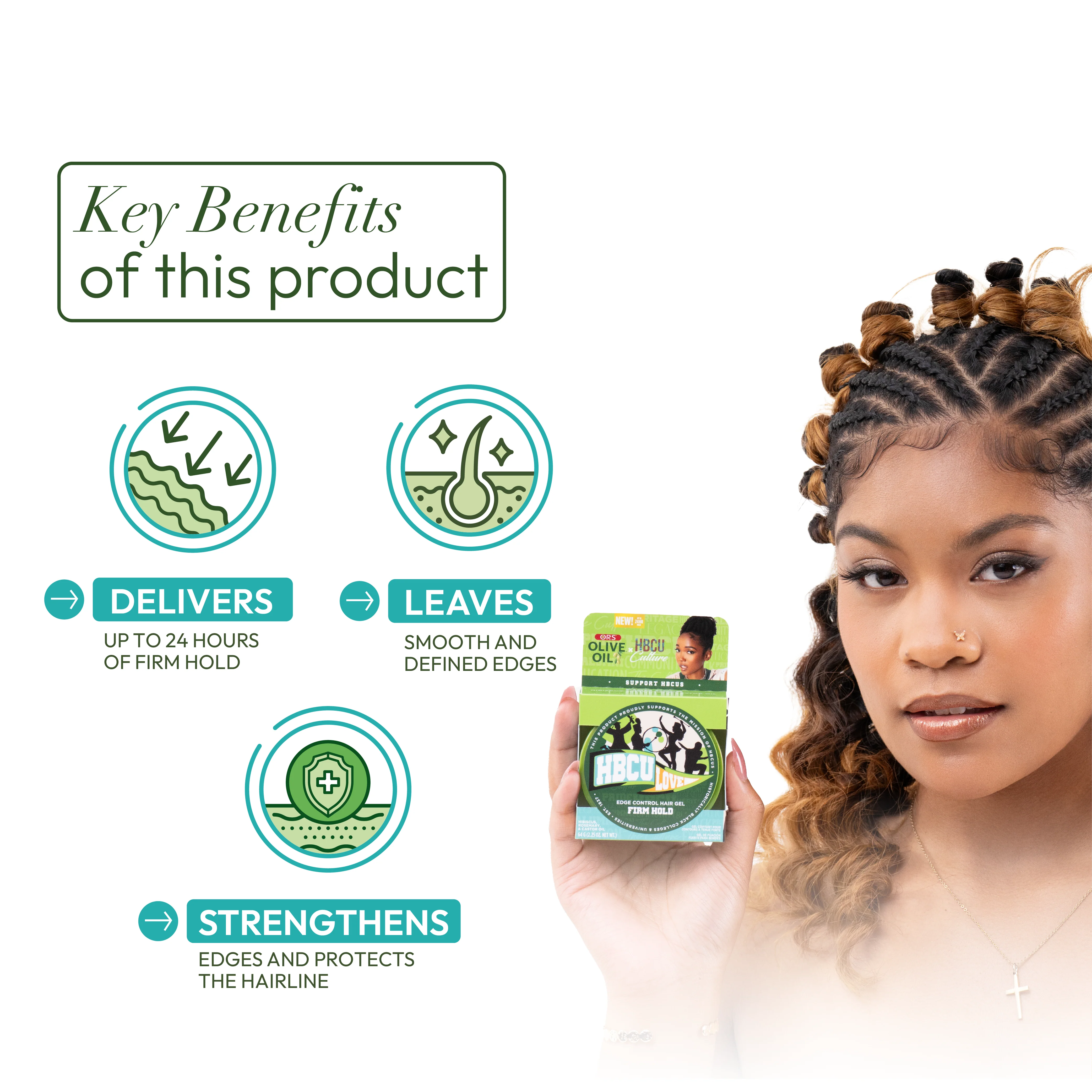 ORS HBCU Olive Oil Edge Control Hair Gel Firm Hold (2.2 oz) - Image 5